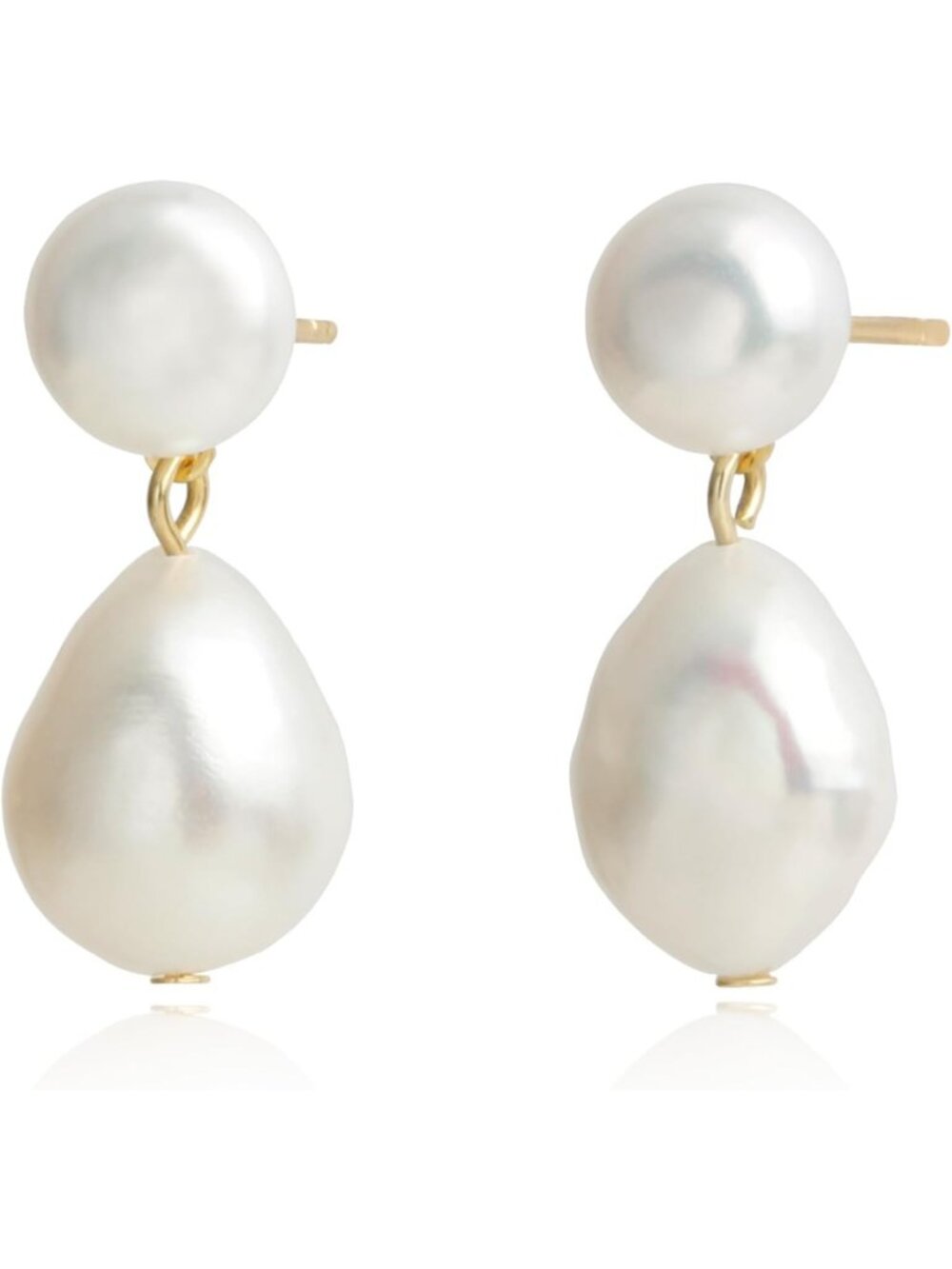 Elegant White Baroque Pearl Drop Earrings for Women - Freshwater Cultured Style